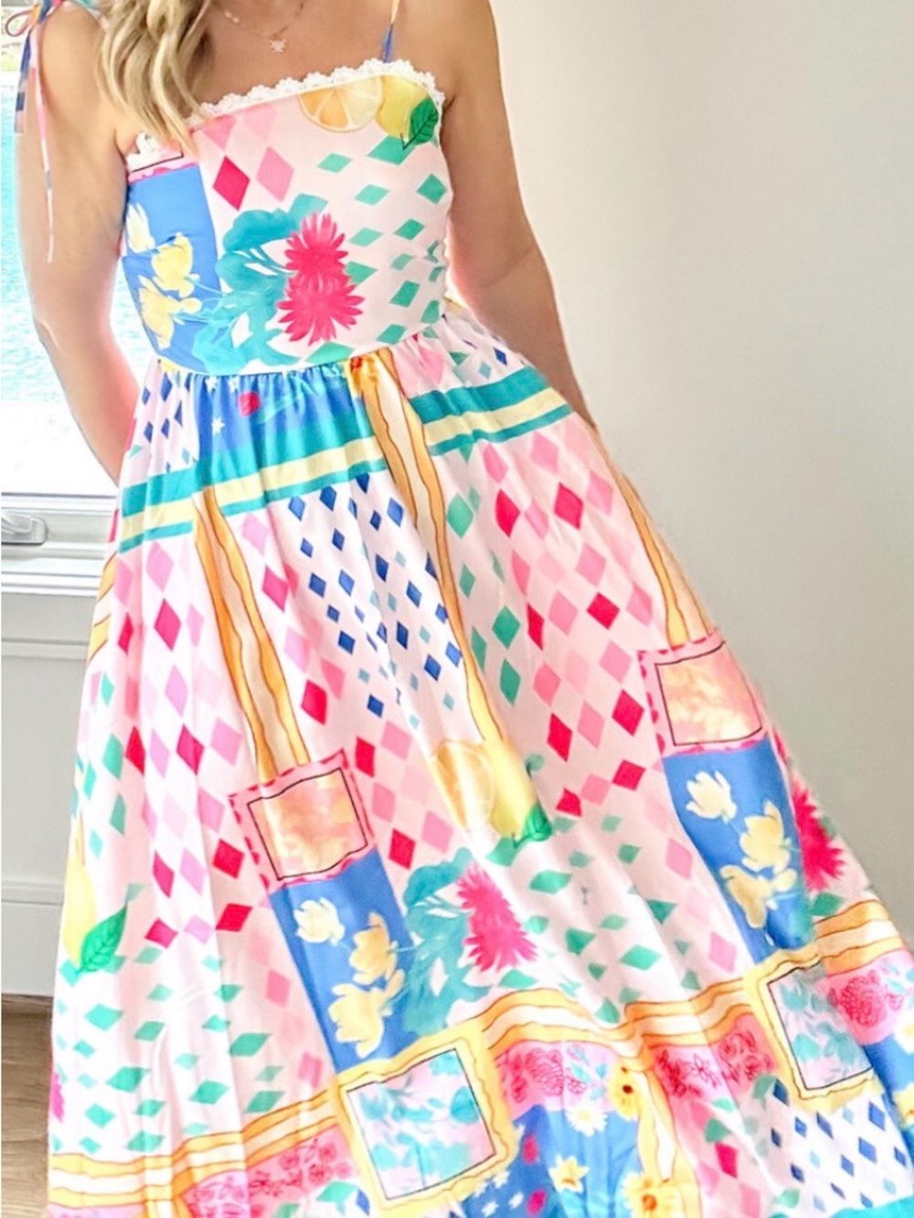 SundayUp Women’s Multicolor Floral & Geometric Maxi Dress